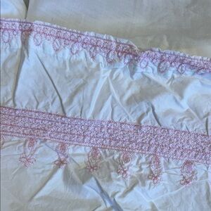 Pottery Barn Kids White and Pink Crib Skirt